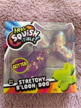 JA-RU Irre-Squish-tible Stretchy B'Loon Dog Fidget Toy Purple Glitter NIB